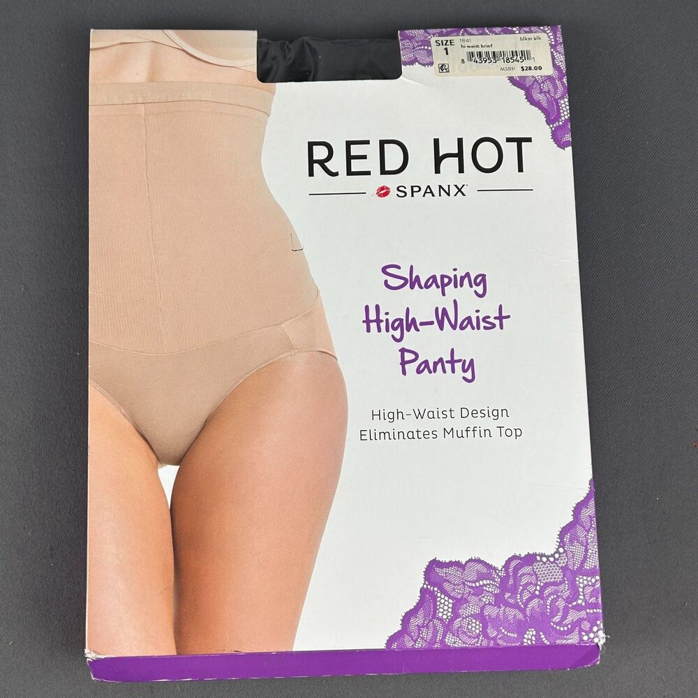 Red Hot Spanx Shaping High Waist Panty Size 1 Black NEW